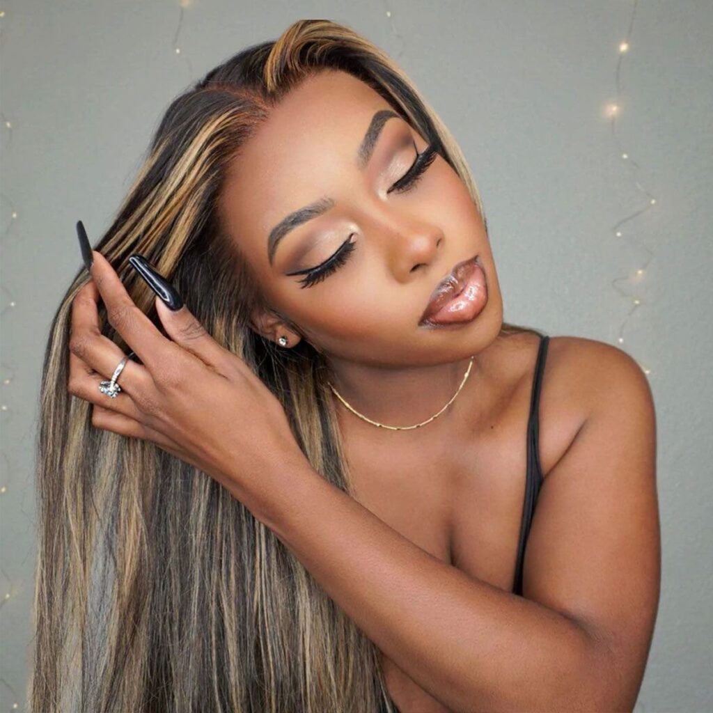 Balayage Honey Blonde Straight Wig Glueless Highlight X X Hd Lace