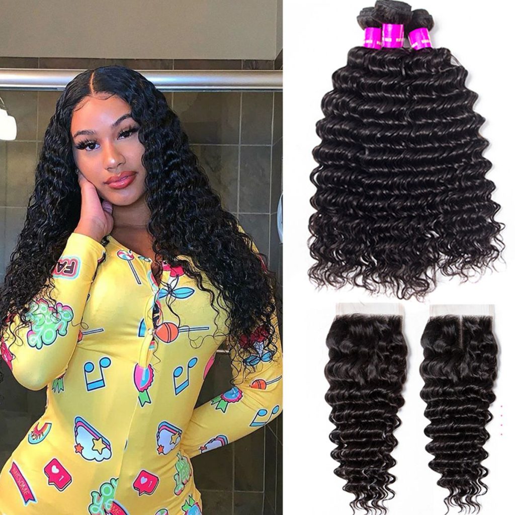 Tinashe Hair Deep Curly 3 Bundles With Closure Tinashehair 