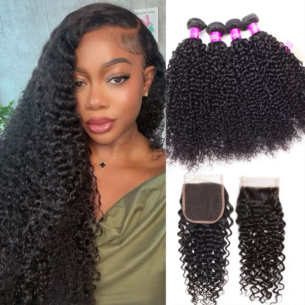 Tinashe hair curly 4 bundles with closure