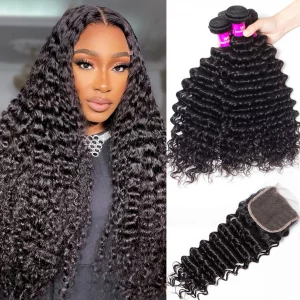 Tinashe hair deep wave 4 bundles with closure