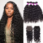 Tinashe hair water wave 4 bundles with closure