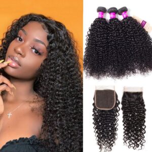 brazilian curly hair 3 bundles with frontal