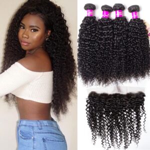 brazilian curly hair 4 bundles with frontal