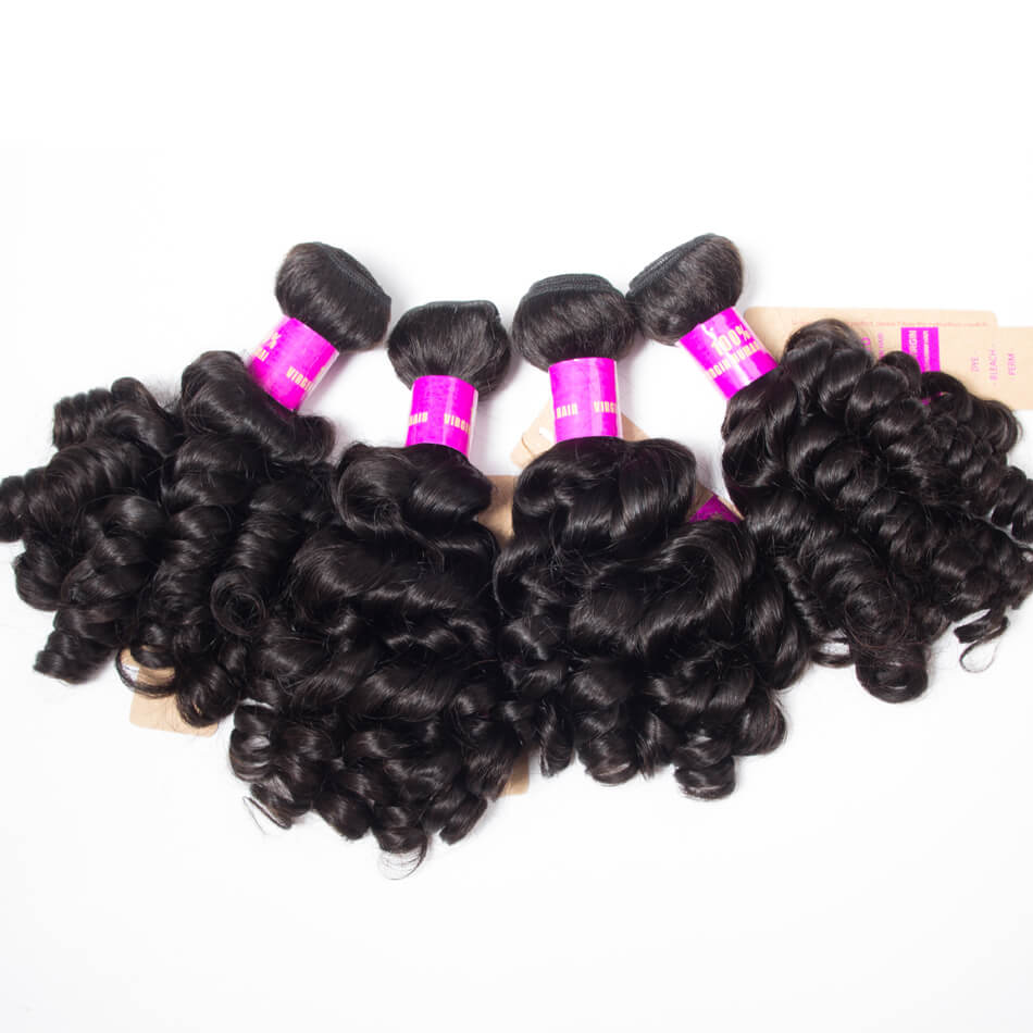Brazilian Hair Weave Funmi Hair 4 Bundles Tinashe Hair Spring Egg Curly Virgin Hair Bundles Natural Black Color 1B#