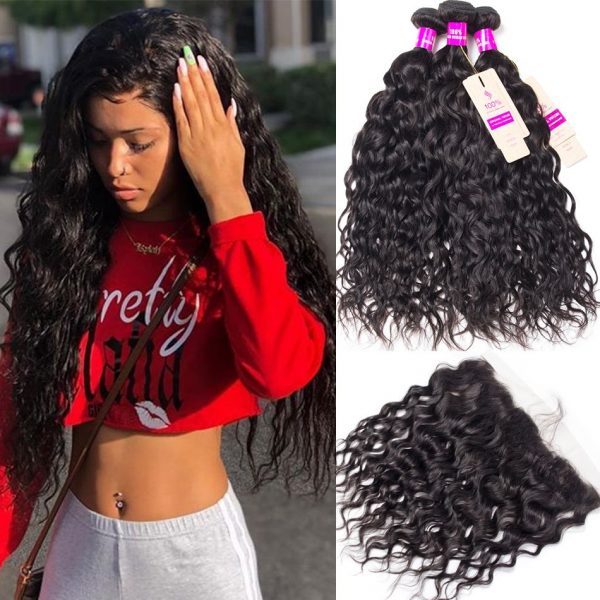 tinashe hair brazilian water wave 3 bundles with frontal