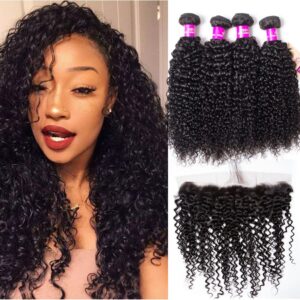 Peruvian curly hair 4 bundles with frontal