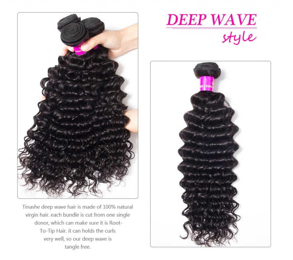 Deep Wave Brazilian Hair 3 Bundles 8A Grade | Tinashehair