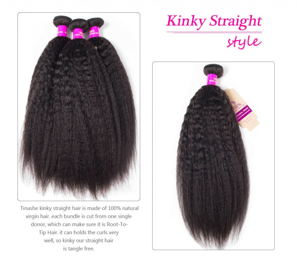 Kinky Straight Hair Brazilian Virgin Hair 3 Bundles | Tinashehair