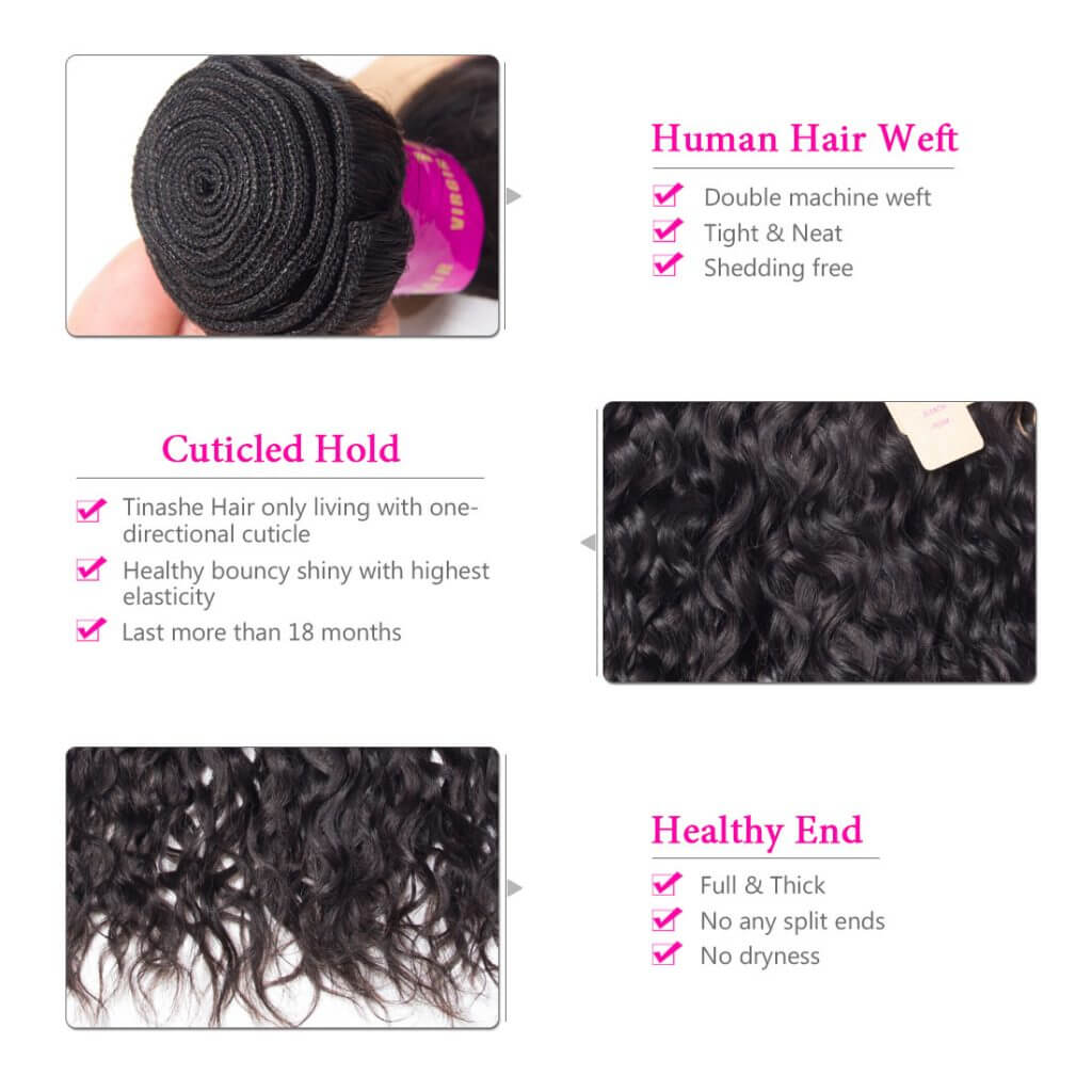 Maxfull 3 pcs Water Wave Virgin Hair Bundle Hair Weaves for women