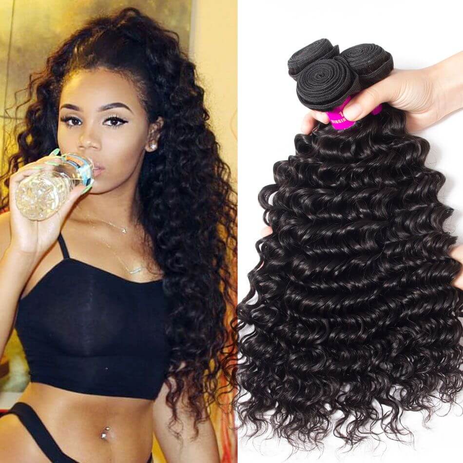Tinashe Malaysian Hair Deep Wave Bundles High Quality Malaysian Virgin Hair 3 Bundles Deep Wave Curly Human Hair Weave