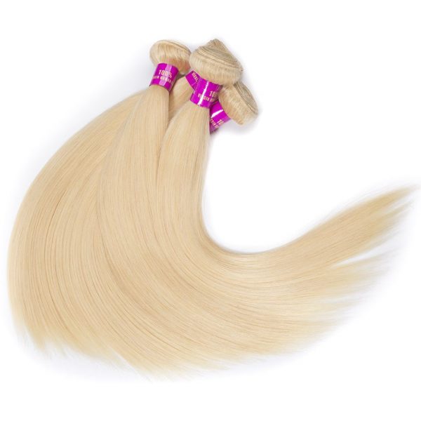Brazilian Blonde Color Straight Hair 3 Bundle with Closure | Tinashehair