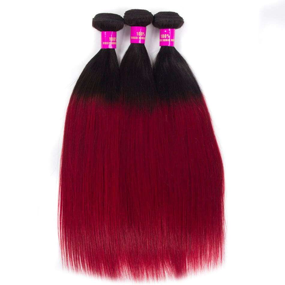 Burgundy Hair Color Brazilian Straight Human Hair Bundles Black Rood Red Color Hair