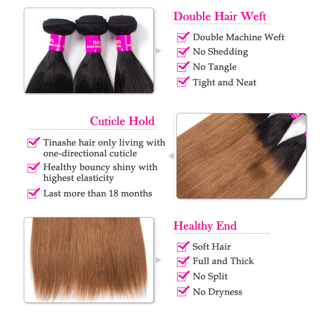 Tinashe hair 1b/30 straight ombre human hair bundles