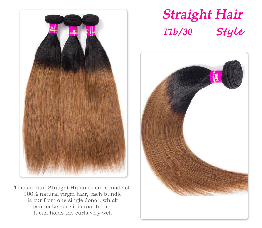 Tinashe hair 1b/30 straight ombre human hair bundles