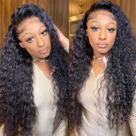 Deep Curly Wave Human Hair 360 Lace Frontal Wigs With Baby Hair 180% ...