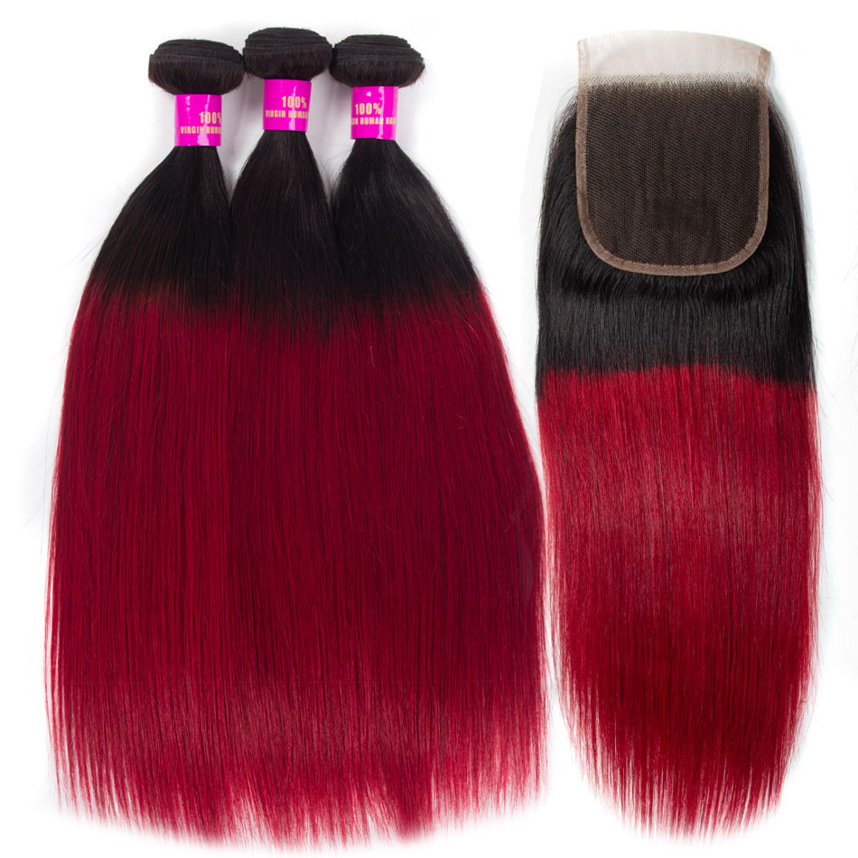 Tinashe hair 1b burgundy bundles with closure