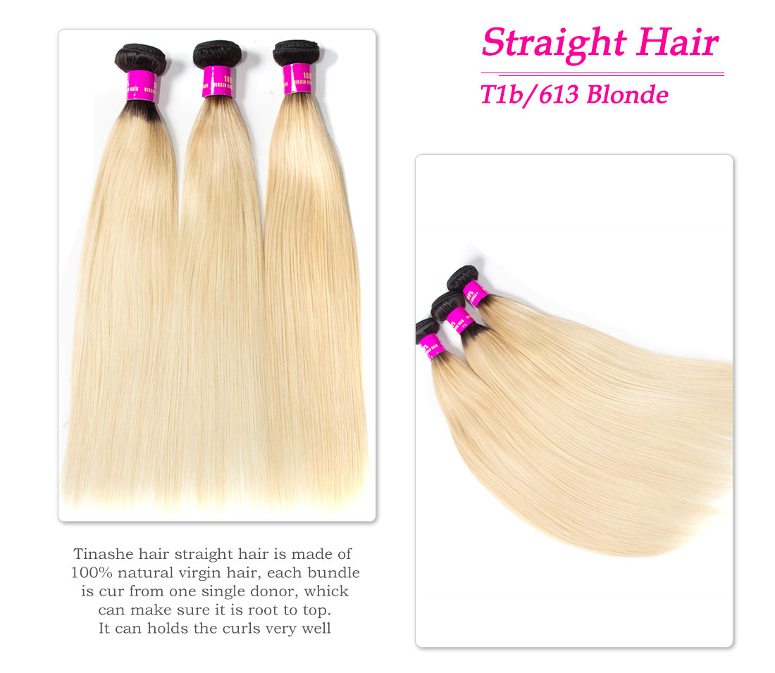 Tinashe hair ombre 1b 613 honey blonde straight hair bundles