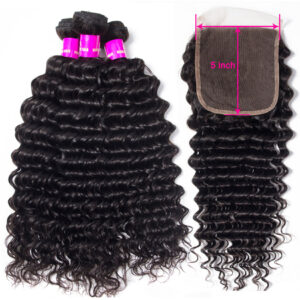 Tinashe hair deep wave 3 bundles with 5x5 lace closure