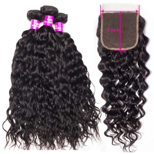 Tinashe hair water wave bundles with 5x5 lace closure