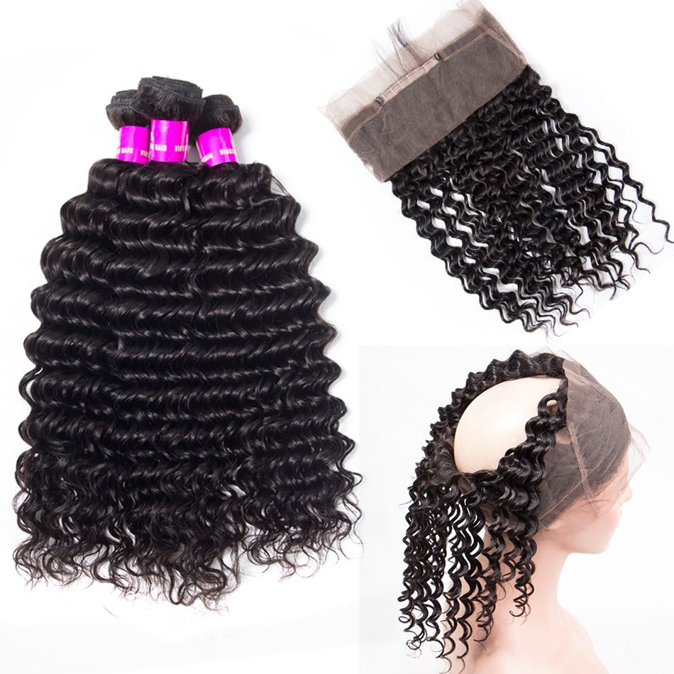 Tinashe hair deep wave bundles with 360 frontal