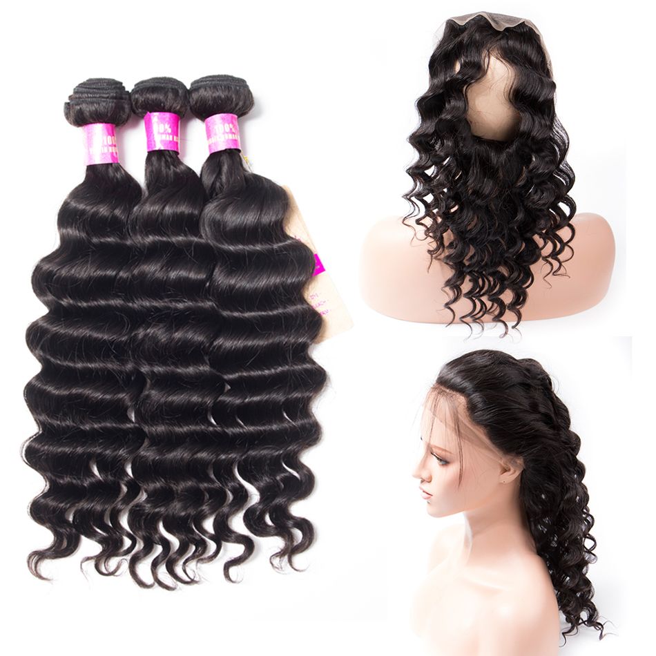 Tinashe hair loose deep bundles with 360 frontal