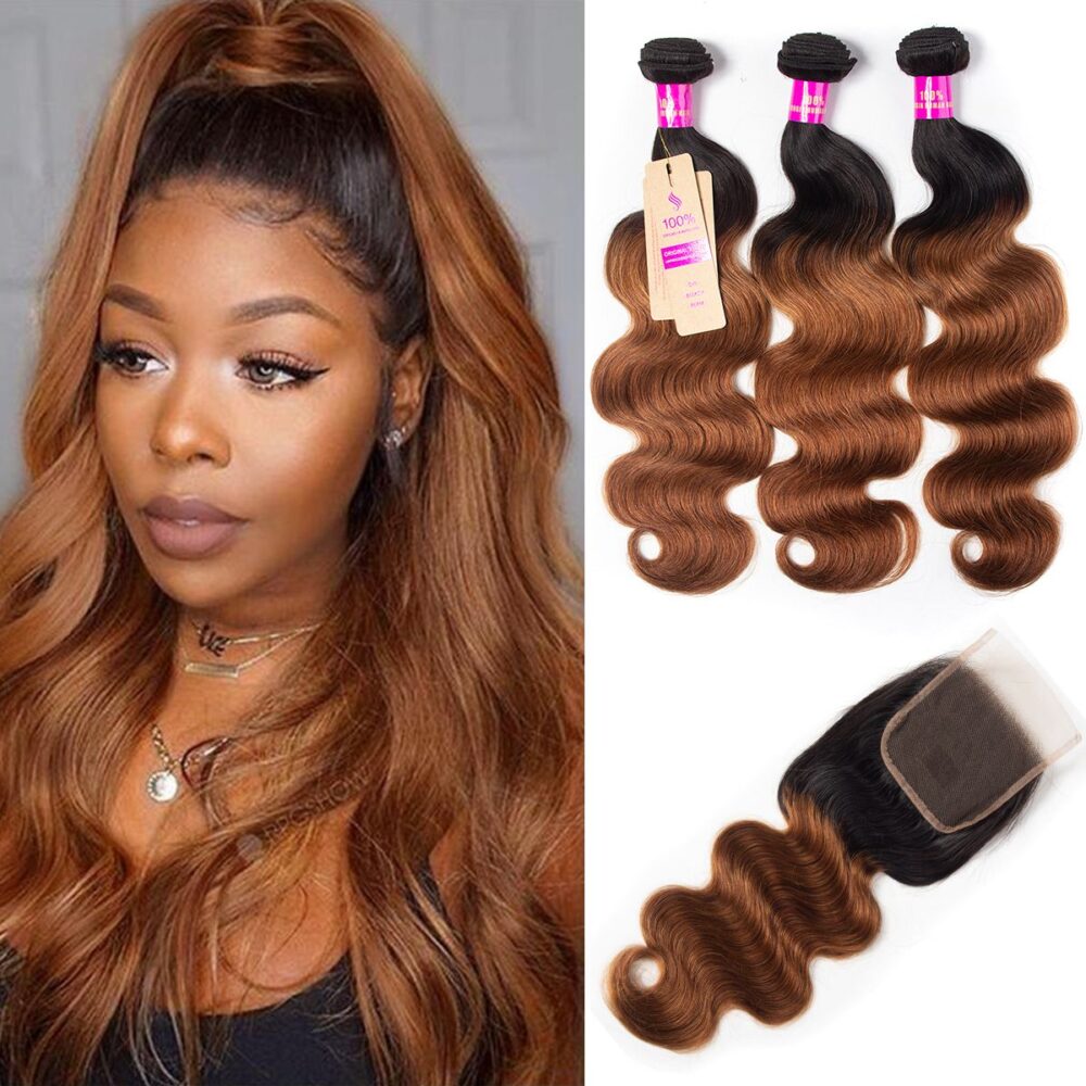 Red Human Hair Brazilian Body Wave 3 Bundles With Closure For Full Head Sale Tinashehair 7202