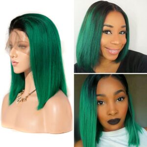 17 colorful short bob striaight hair wigs 1b green