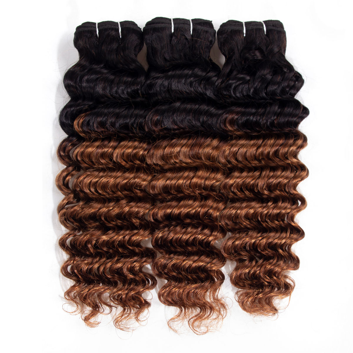 Ombre Hair 1B/30 Brazilian Deep Wave 3/4 Bundles Virgin Human Hair