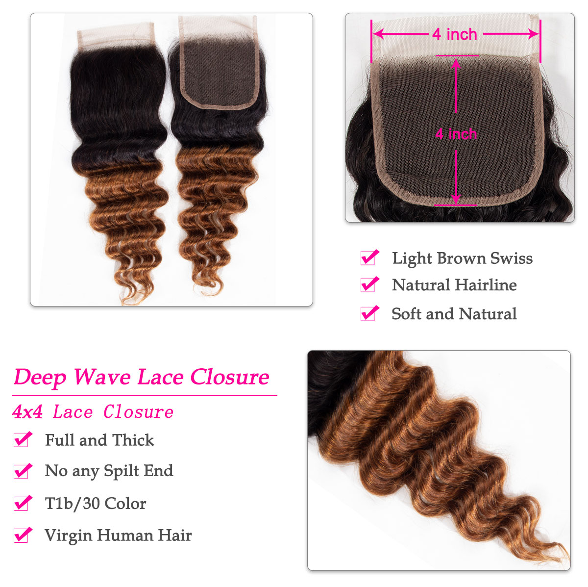 1b 30 deep wave lace closure