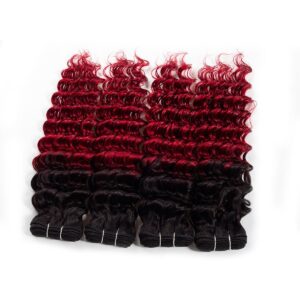 1b-red deep wave hair bundles