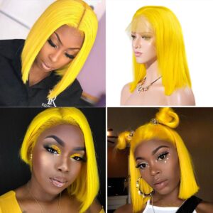 5 colorful short bob striaight hair wigs Yellow
