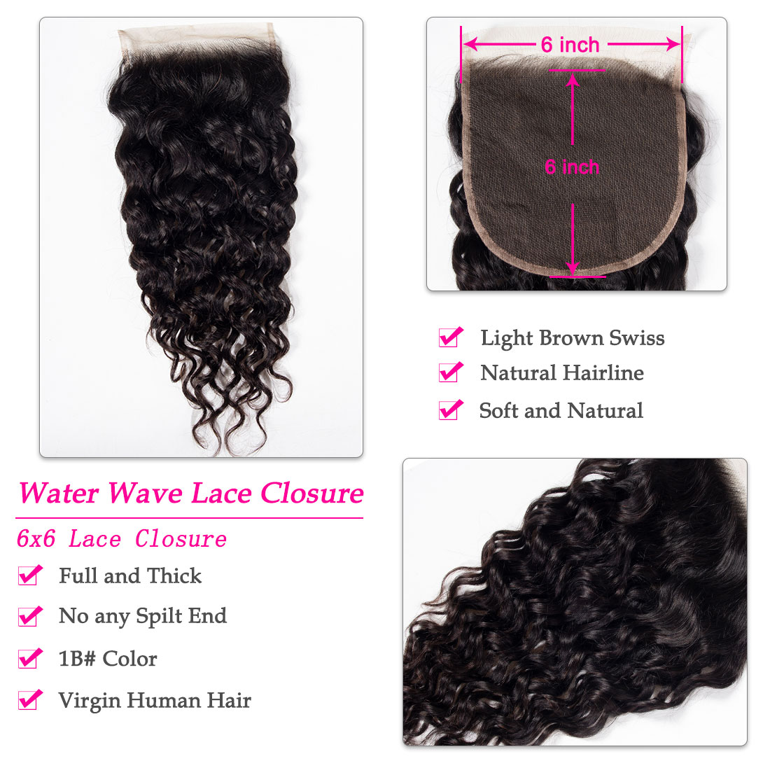 6x6 water wave lace closure