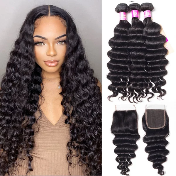Tinashe hair loose deep 3 bundles with closure