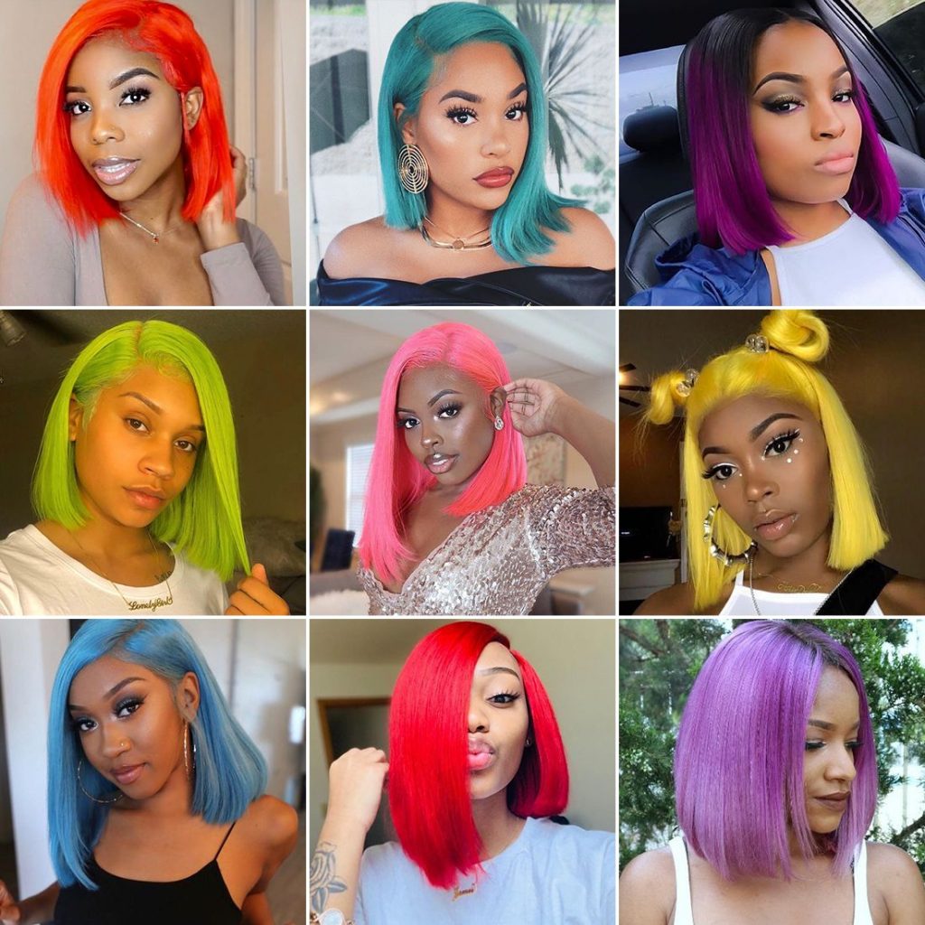 colorful Bob wig