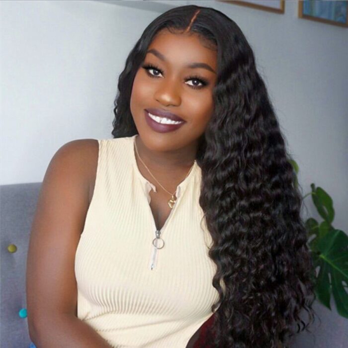 Glueless Lace Front Wig Pre-Bleached Knots Loose Deep Wave Human Hair ...