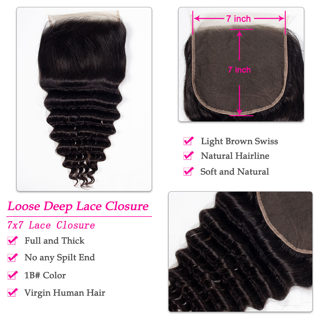 loose deep 7x7 lace closure