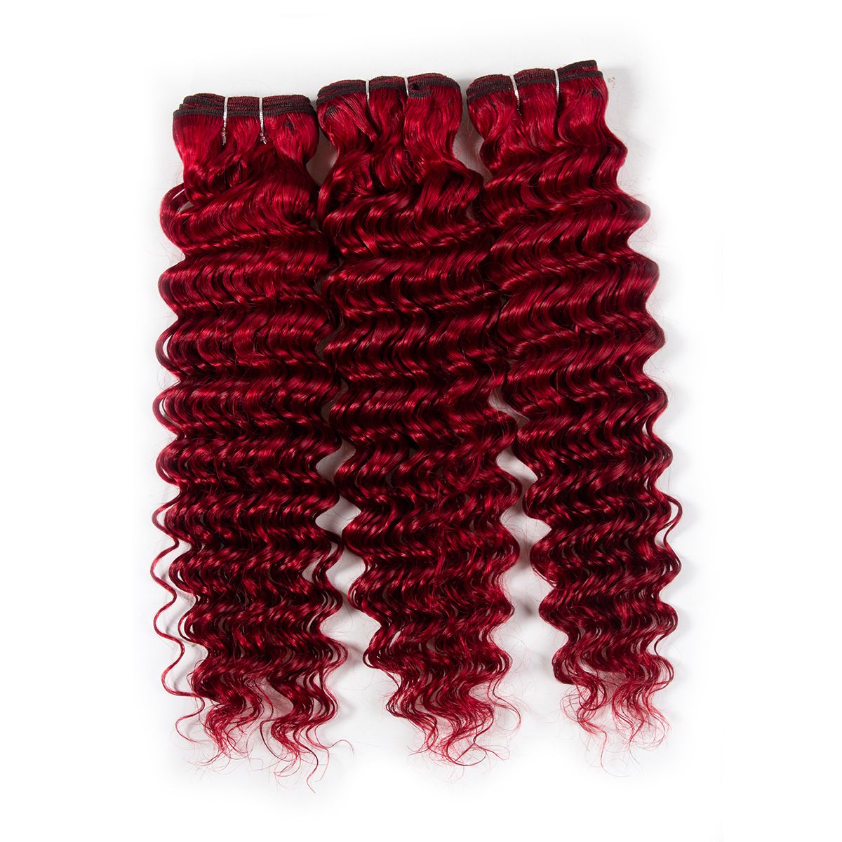 Red Human Hair Bundles Deep Wave Virgin Hair Bundles