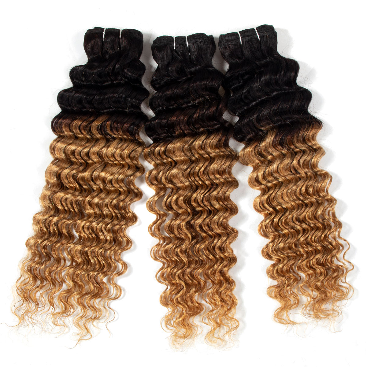 Ombre Color Hair 1B/27 Brazilian Deep Wave 3/4 Bundles