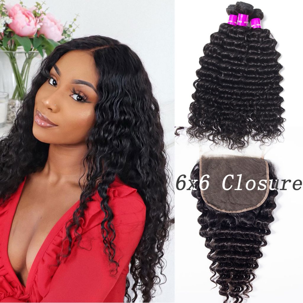 deep wave bundles with 6x6 lace closure