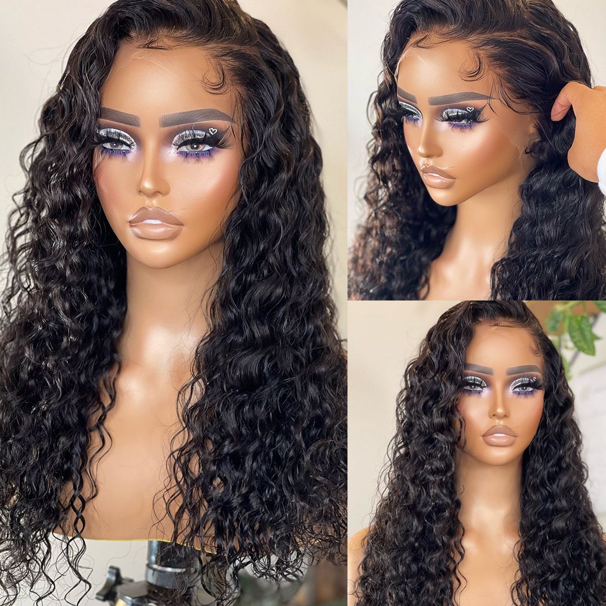 13x6 Lace Front Human Hair Wigs for Black Women Wet Wavy Brazilian Virgin H＿並行輸入品 - 3