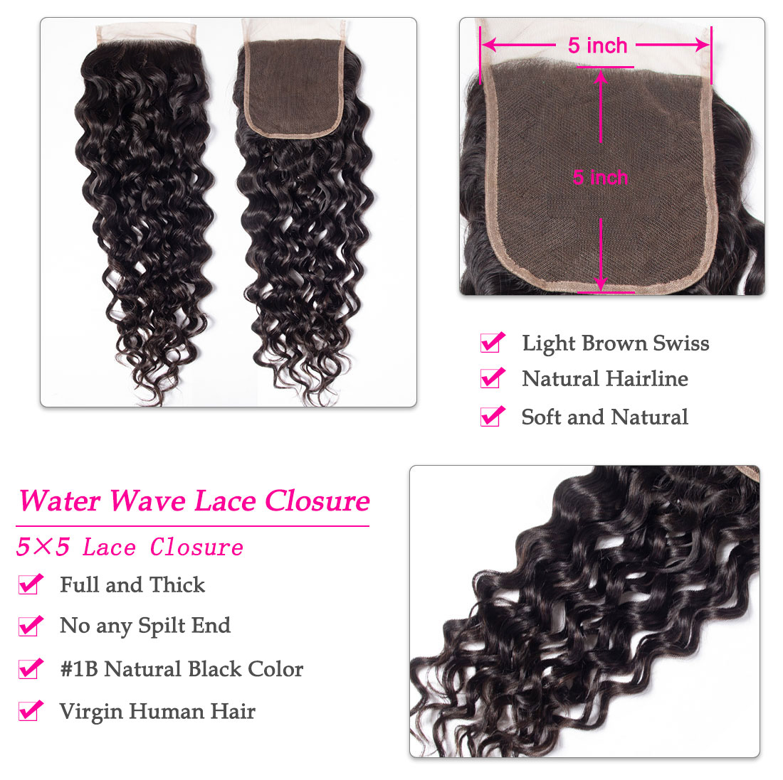 5x5 water wave lace closure