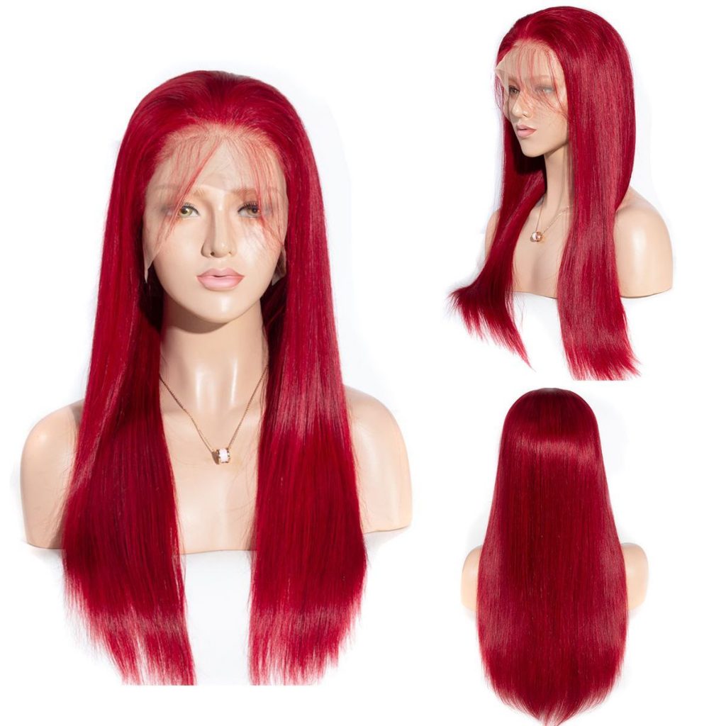 200D Red Hair 13x6 Lace Front Wigs Straight Human Hair | Tinashehair