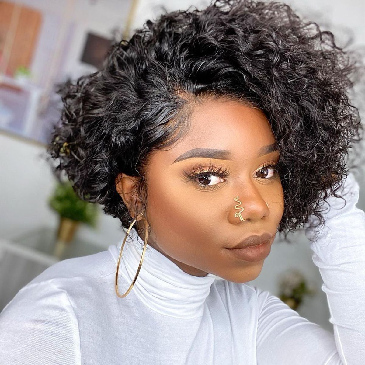 Water Wave Short Bob Wig Bouncy Curly Glueless Lace Front Wigs