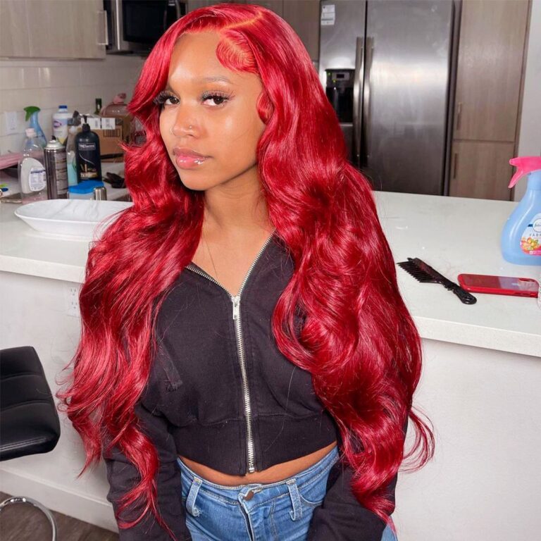 Red Body Wave Undetectable 6x5 13x4 HD Lace Front Wig Human Hair Wigs ...