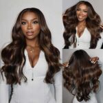 Tinashe hair highlight brown body wave wig