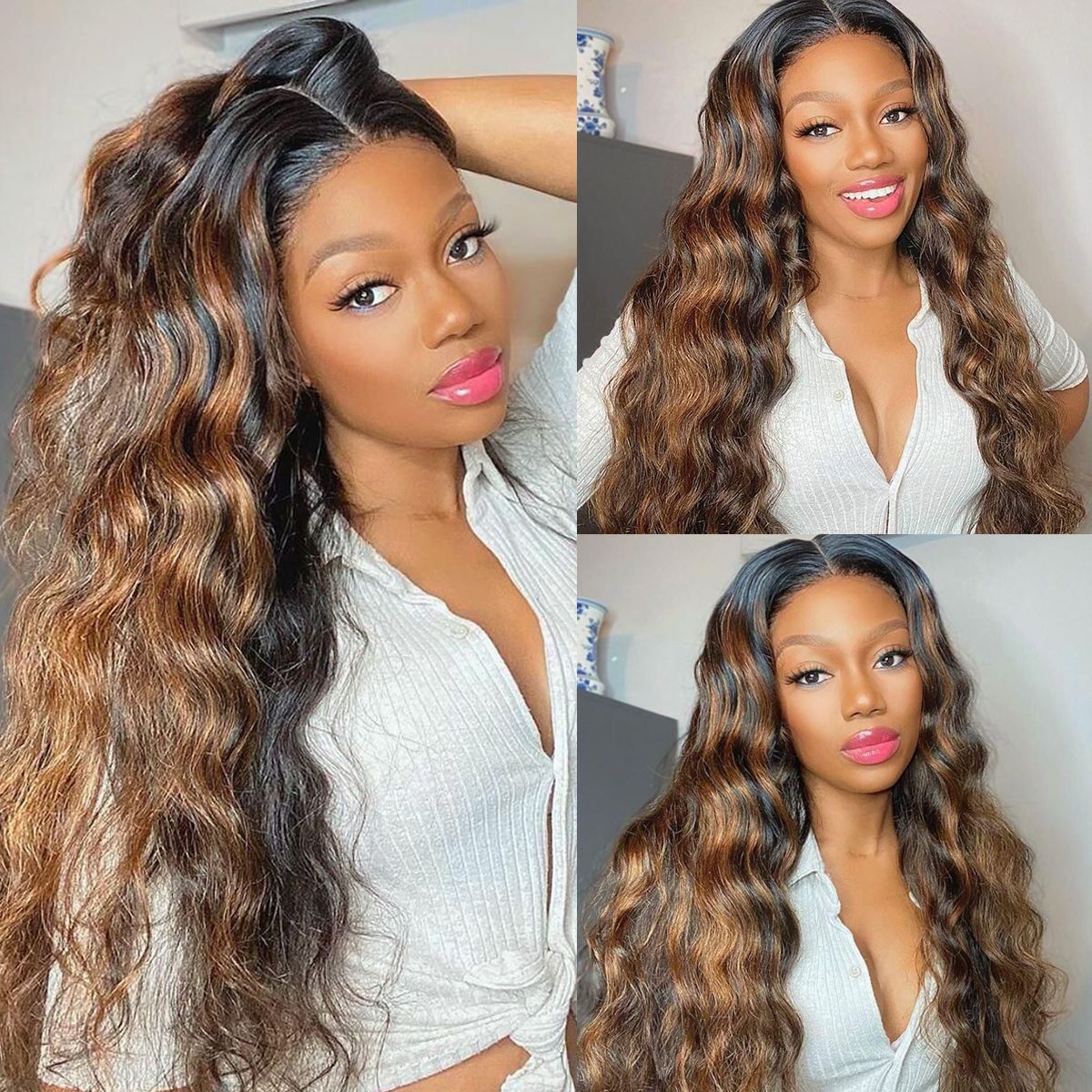 Highlight Honey Blonde Body Wave 13x4 Lace Front Wigs
