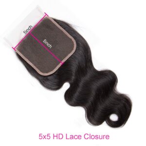 Body wave 5x5 HD lace closure