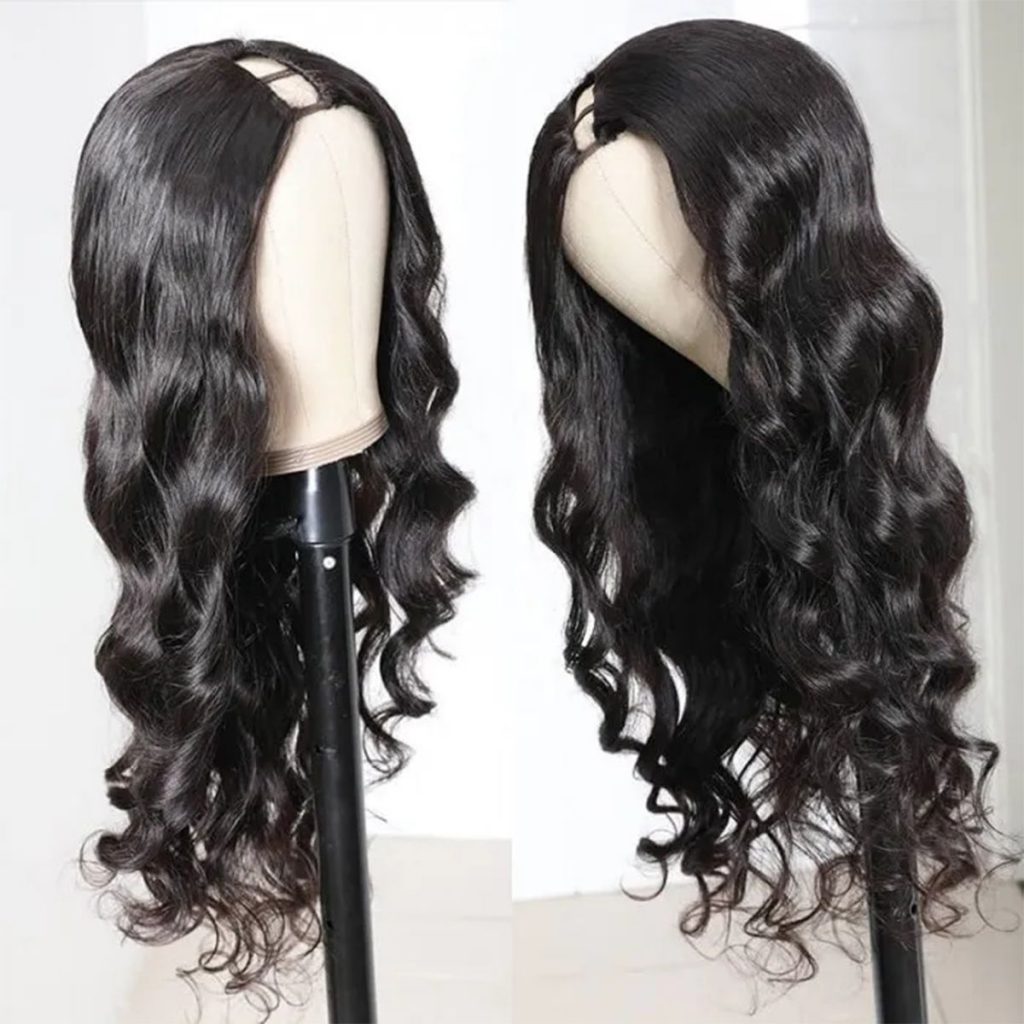 Body Wave Human Hair U Part Wigs 150% Density Natural Color Wigs