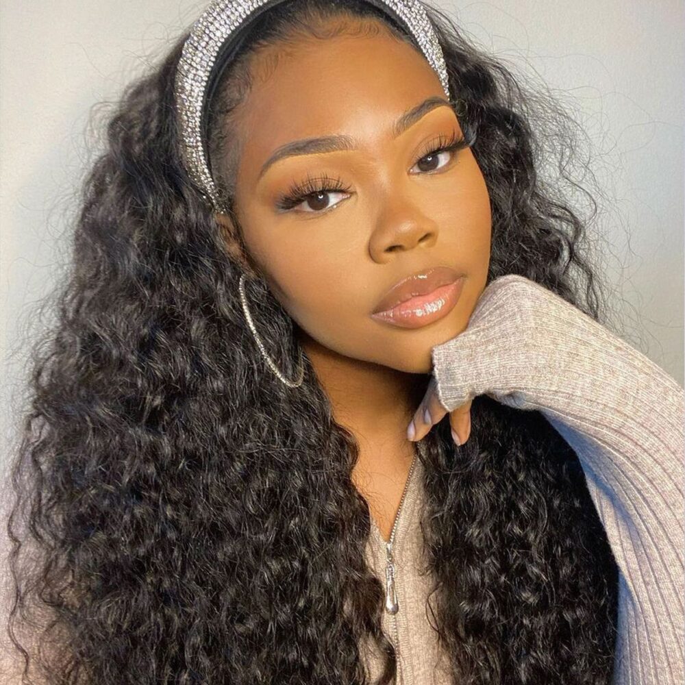 Loose Deep Wave Headband Scarf Hair Wig Glueless Human Hair Wigs ...