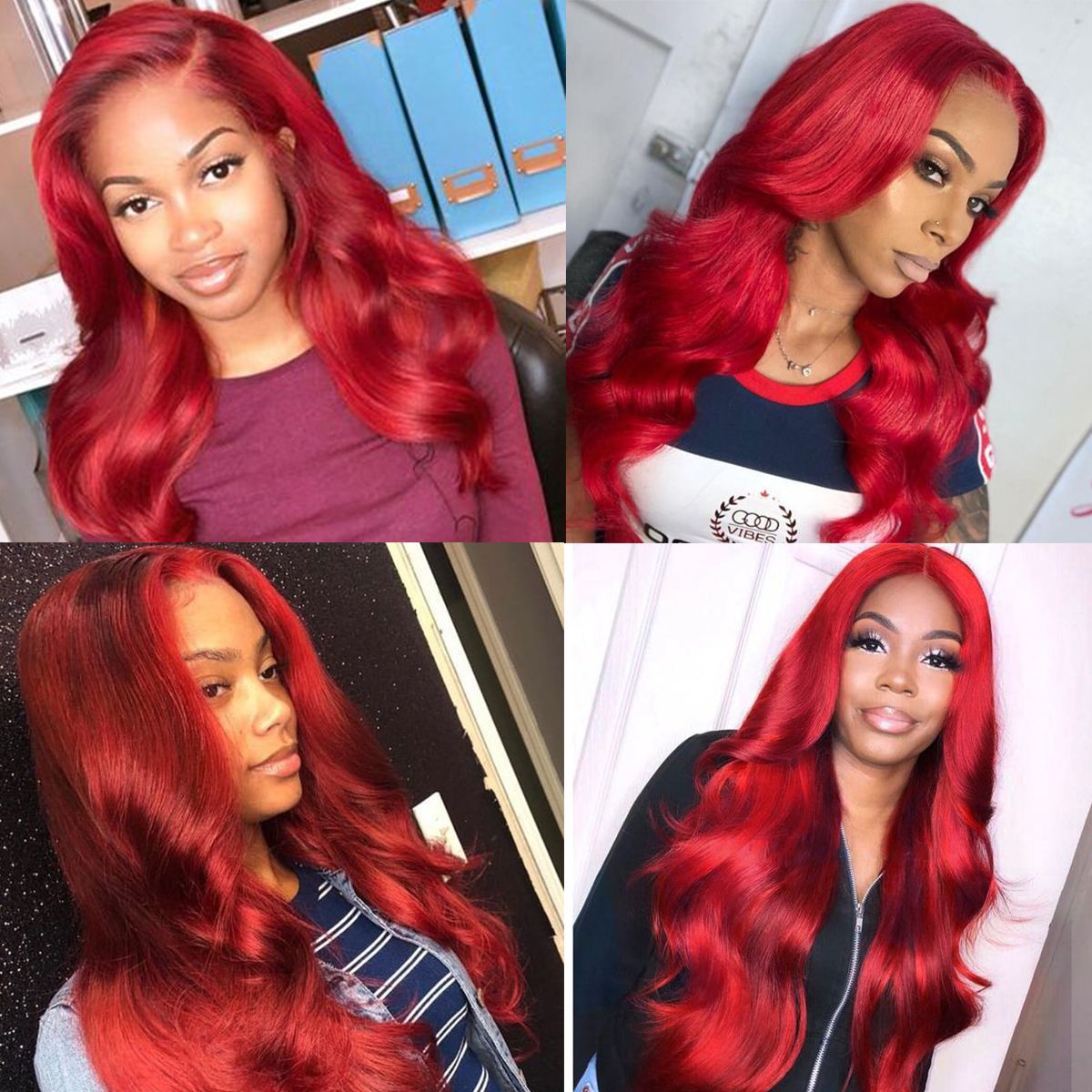 Red 13×6 Lace Front Wig Body Wave Virgin Human Hair Wigs 200D | Tinashehair